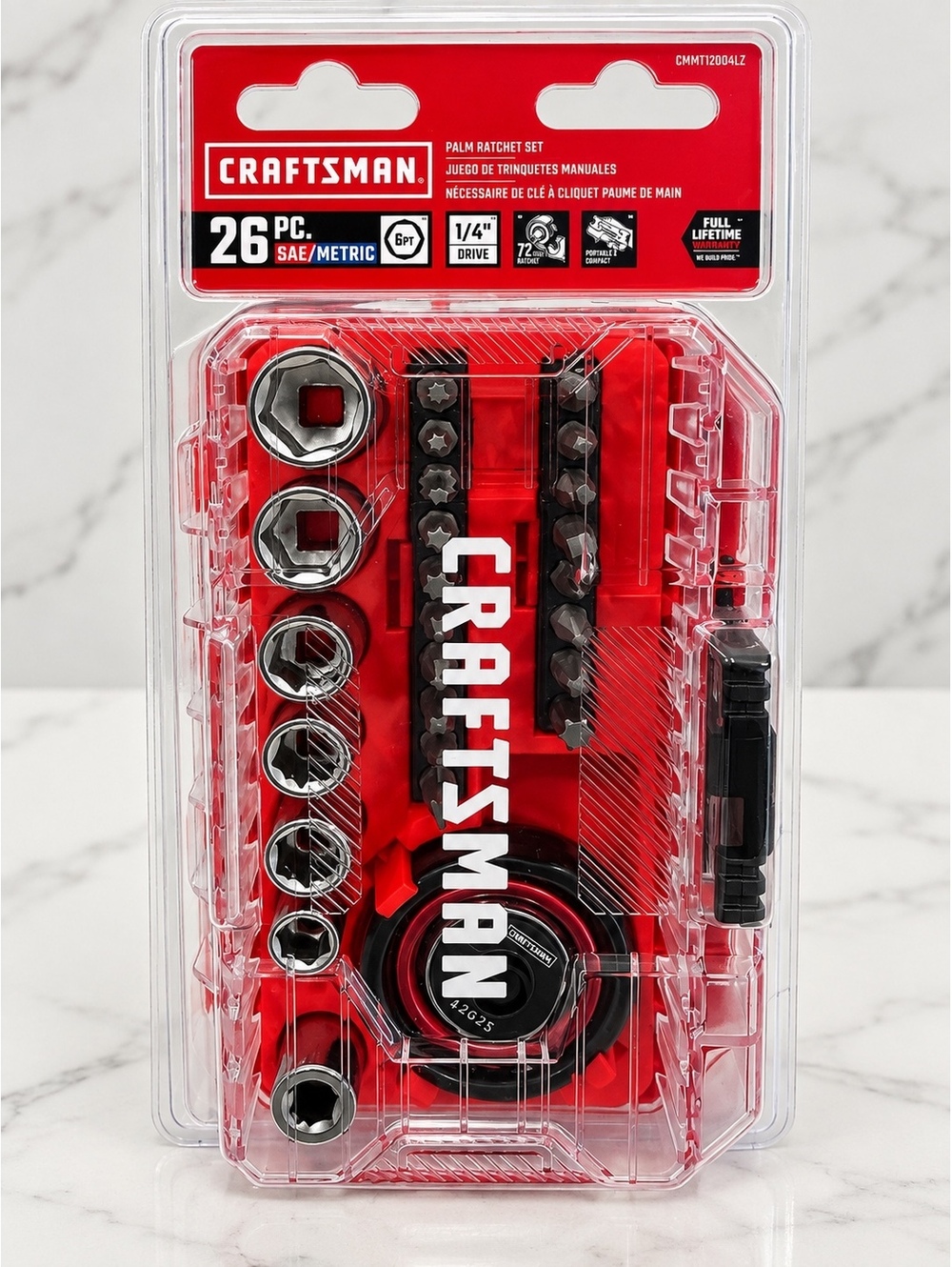 Craftsman 26-Piece SAE/Metric Palm Ratchet Set with 1/4" Drive